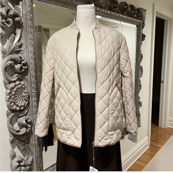 Soia & Kyo Jodie Reversible Quilted Bomber Jacket Sand/Clay Medium NWT Ret. $295 - Picture 8 of 9